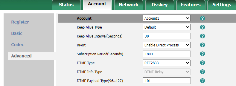 Configurazione Yealink VoipVoice attivazione keep alive e Rport